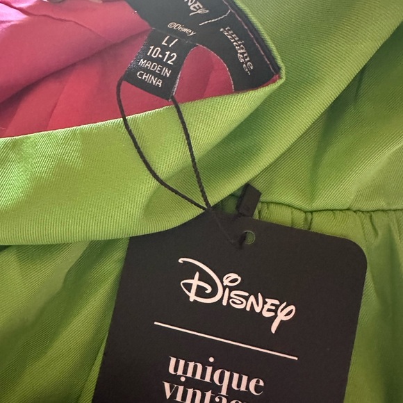 Unique Vintage X Disney,  Green Spaghetti Strap Sundress w/ pink peekaboo Mickey - Picture 3 of 3